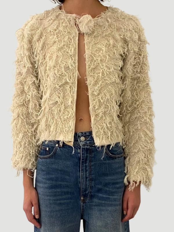 Cotton & Linen Fringe Jacket - Natural