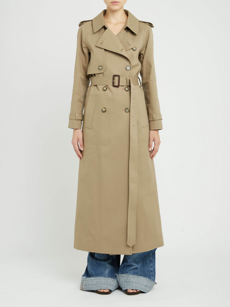 Straight Cotton Trenchcoat - Olive