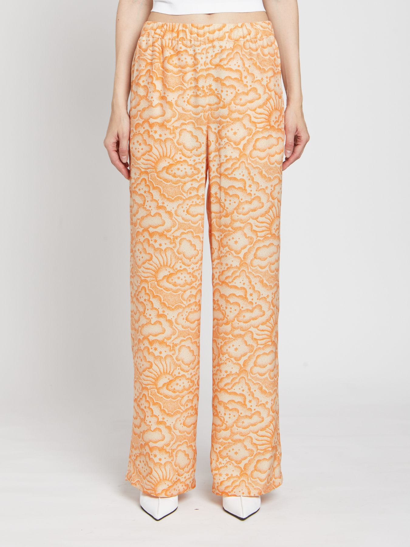 Cloud Print Trousers - Orange/Multi