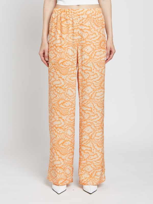 Cloud Print Trousers - Orange/Multi