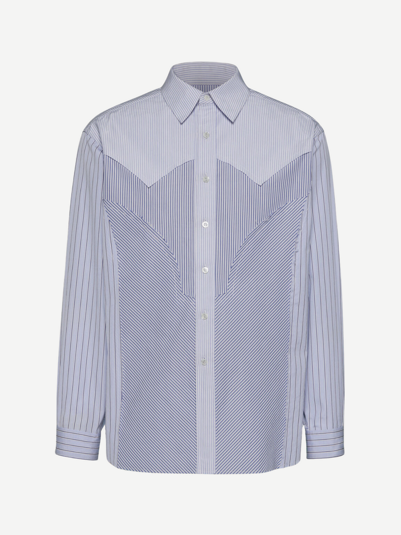 Maison Margiela-Stripe Yoke Shirt - Blue-Shirts-IT 39-Boboli-Vancouver-Canada