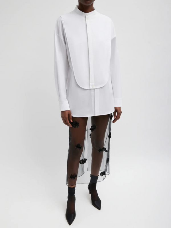 Tibi-Eco Poplin Tuxedo Shirt w/Bib Flap - White-Shirts-Boboli-Vancouver-Canada