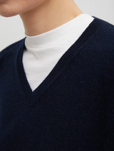 Tibi-Washable Cashmere Easy V-Neck Sweater - Navy-Sweaters-Boboli-Vancouver-Canada