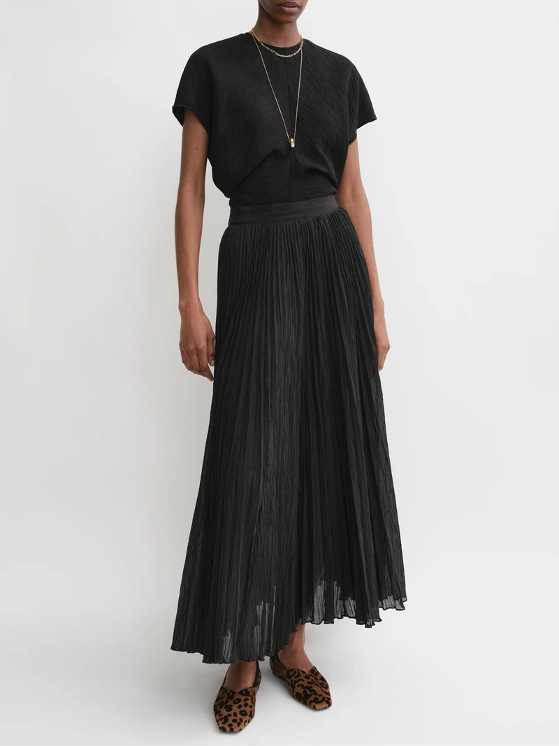 Totême-Crinkled Plisee Skirt - Black-Skirts-Boboli-Vancouver-Canada