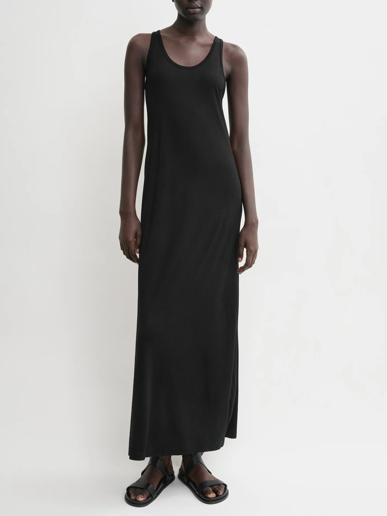 Totême-Scoop-Neck Jersey Dress - Black-Dresses-Boboli-Vancouver-Canada