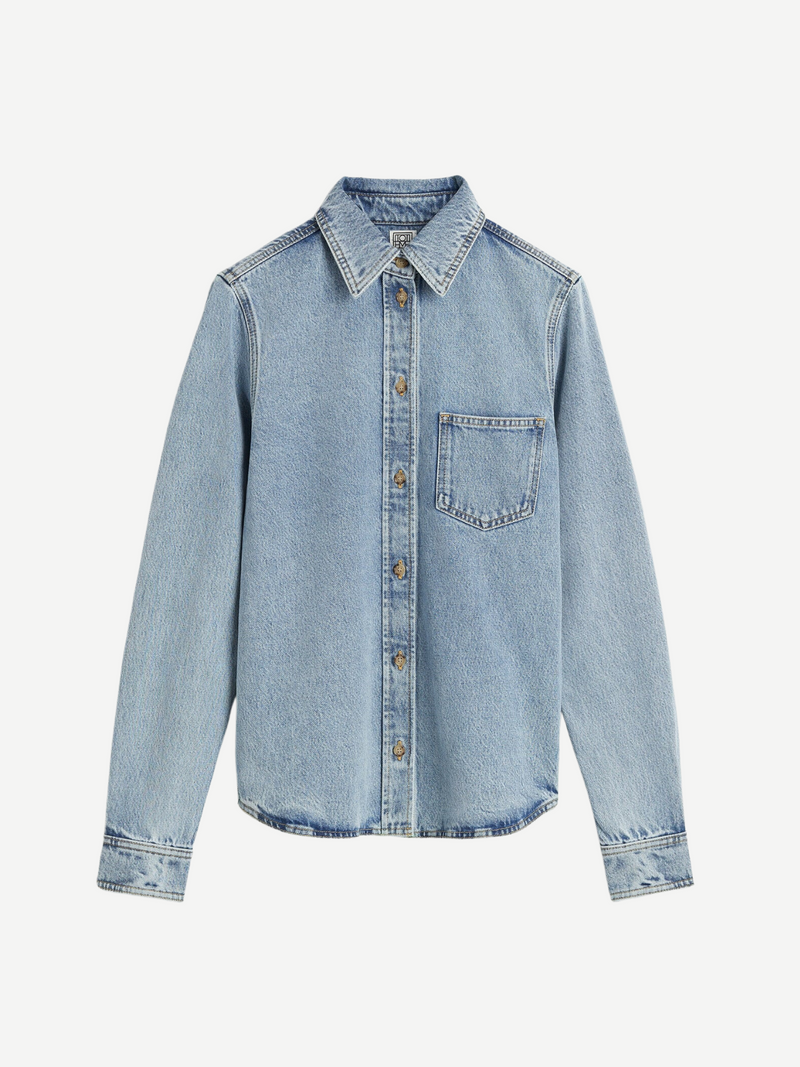 Totême-Petite Denim Shirt - Cool Blue-Shirts-Boboli-Vancouver-Canada