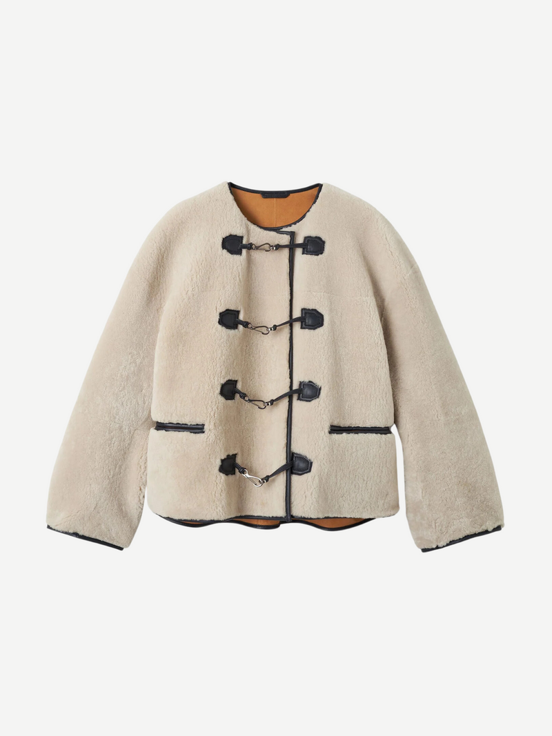 Totême-Teddy Shearling Clasp Jacket - Off-White-Jackets-XXS-Boboli-Vancouver-Canada