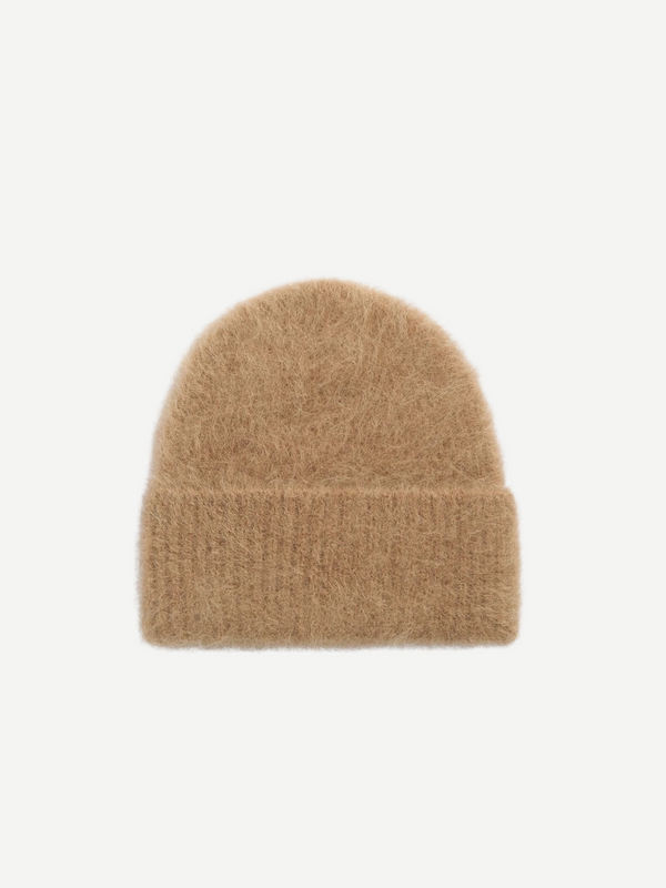 Totême-Alpaca Knit Beanie - Camel Melange-Hats-One Size-Boboli-Vancouver-Canada