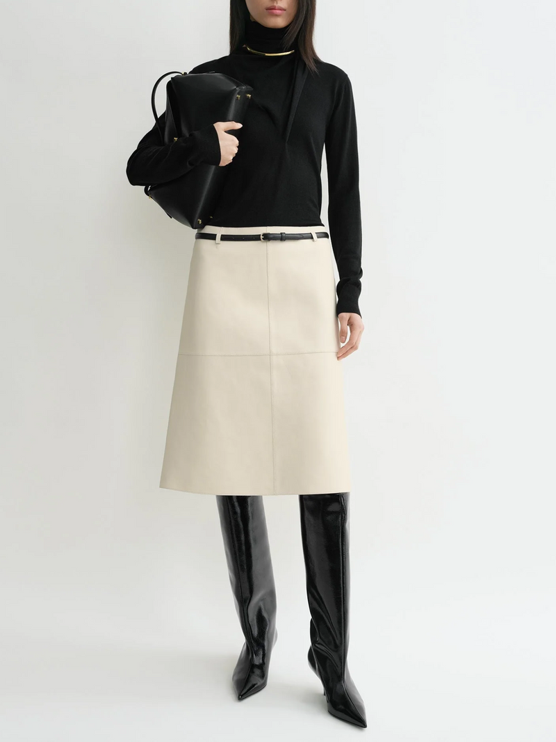 Totême-Double Leather Skirt - Off-White-Skirts-Boboli-Vancouver-Canada