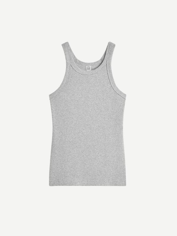 Totême-Curved Rib Tank - Grey Melange-Tops-XXS-Boboli-Vancouver-Canada