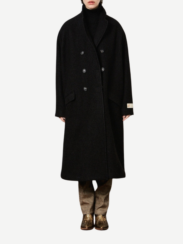 Massimo Alba-Cometa Double Breasted Coat - Black-Coats-S-Boboli-Vancouver-Canada