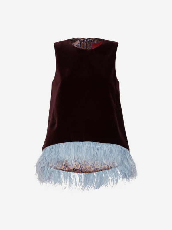 La DoubleJ-La Scala Top w/Feathers - Bordeaux-Tops-Boboli-Vancouver-Canada