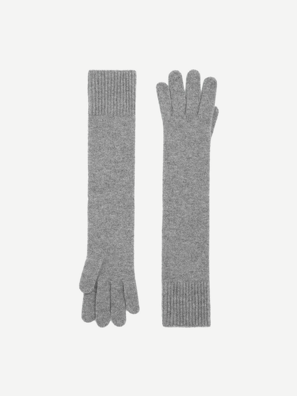 Totême-Long Knit Gloves - Grey Melange-Accessories-One Size-Boboli-Vancouver-Canada