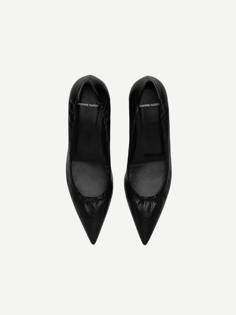 Pierre Hardy-Stella Pump 45mm Crinkled - Black-Shoes-Boboli-Vancouver-Canada