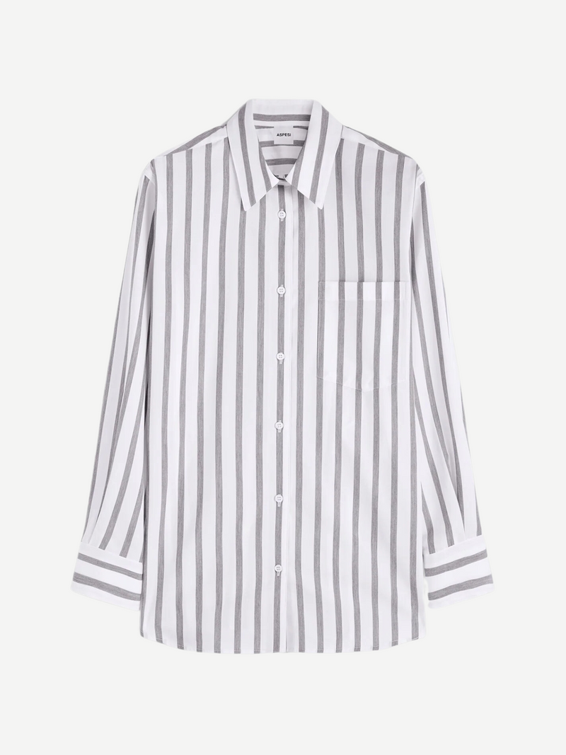 Aspesi-Striped Shirt - Grey Stripe-Shirts-Boboli-Vancouver-Canada