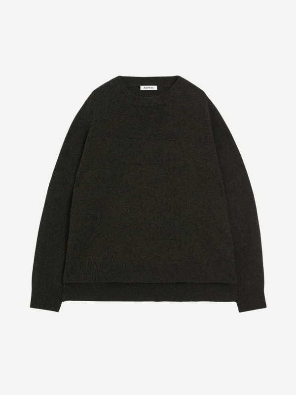 Aspesi-Wool Crew-Neck Jumper - Dark Green-Sweaters-Boboli-Vancouver-Canada