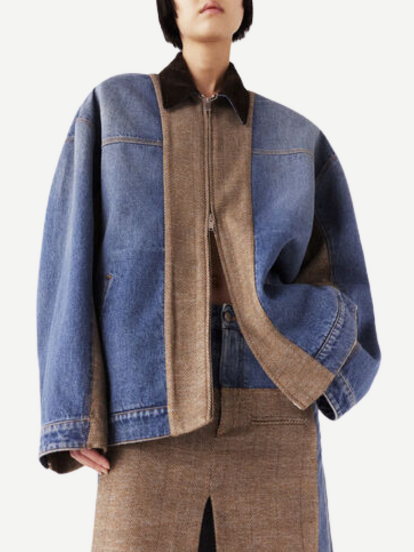 Stella McCartney-Tweed and Denim Jacket - Vintage Denim Blue-Jackets-Boboli-Vancouver-Canada