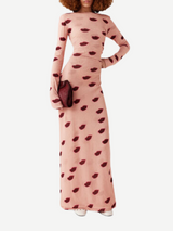 Stella McCartney-Lips Mesh Print Dress - Dusty Rose-Dresses-Boboli-Vancouver-Canada