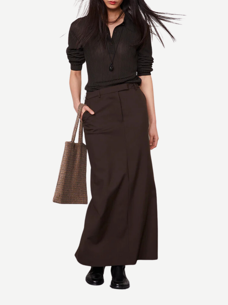 Officine Generale-Oxana Skirt - Dark Coffee-Skirts-Boboli-Vancouver-Canada