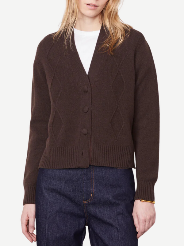 Officine Generale-Sirine Cardigan - Dark Coffee-Cardigans-Boboli-Vancouver-Canada