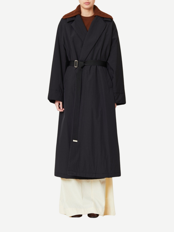 Nylon & Cotton Coat - Melange Black/White