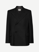 Maison Margiela-Barathea Wool Suit Jacket - Black-Jackets-Boboli-Vancouver-Canada