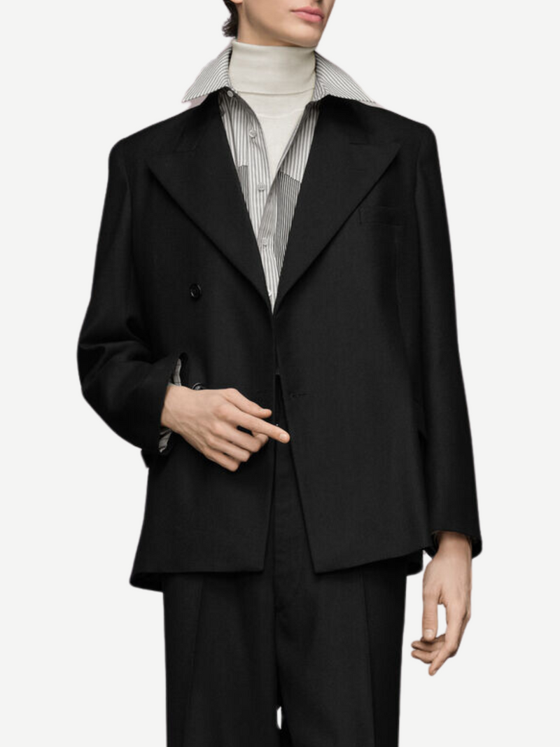 Maison Margiela-Barathea Wool Suit Jacket - Black-Jackets-Boboli-Vancouver-Canada