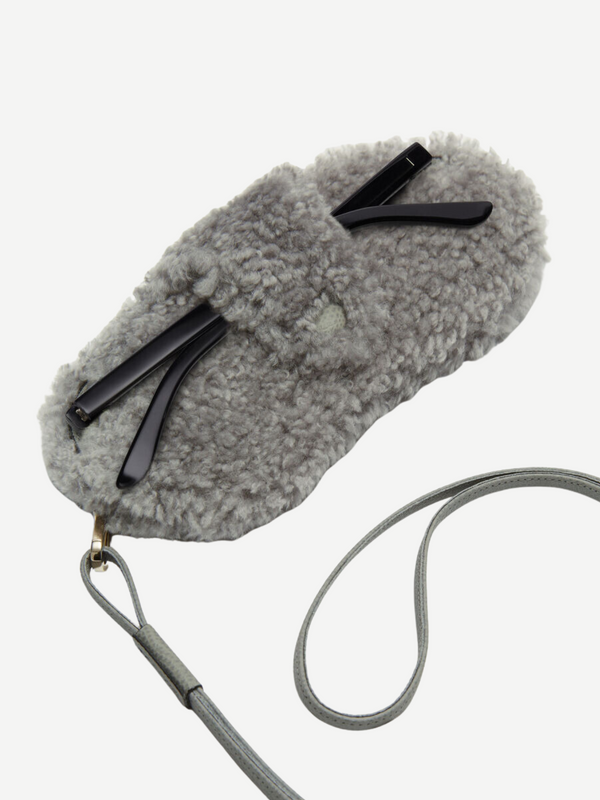 Valextra-Shearling Glasses Case w/Lanyard - Cement Grey-Accessories-Boboli-Vancouver-Canada