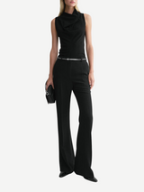 Totême-Flared Evening Trousers - Black-Pants-Boboli-Vancouver-Canada