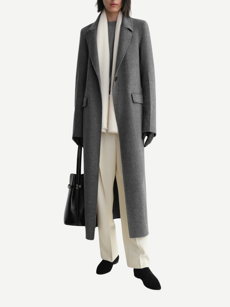 Totême-Classic Double Coat - Mid Grey Melange-Coats-Boboli-Vancouver-Canada