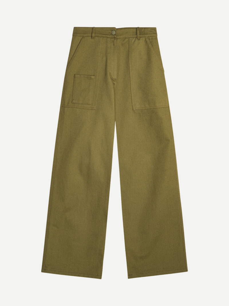 Cecilie Bahnsen-Anita Trousers - Olive Green-Pants-Boboli-Vancouver-Canada