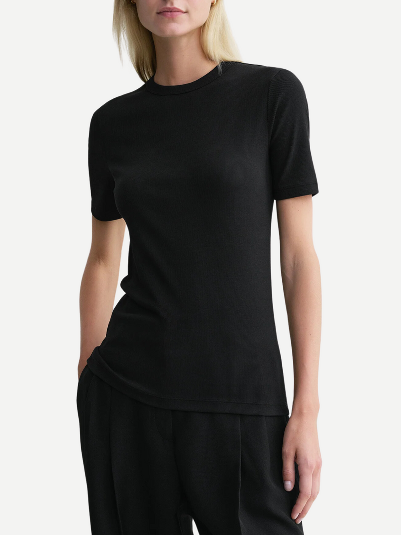 Totême-Classic Rib Tee - Black-Shirts-Boboli-Vancouver-Canada