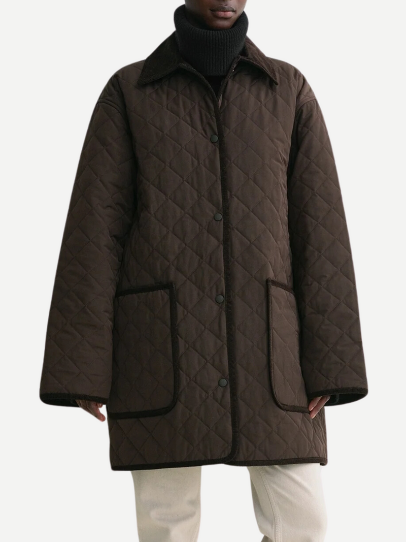 Totême-Quilted Barn Jacket - Espresso-Jackets-Boboli-Vancouver-Canada