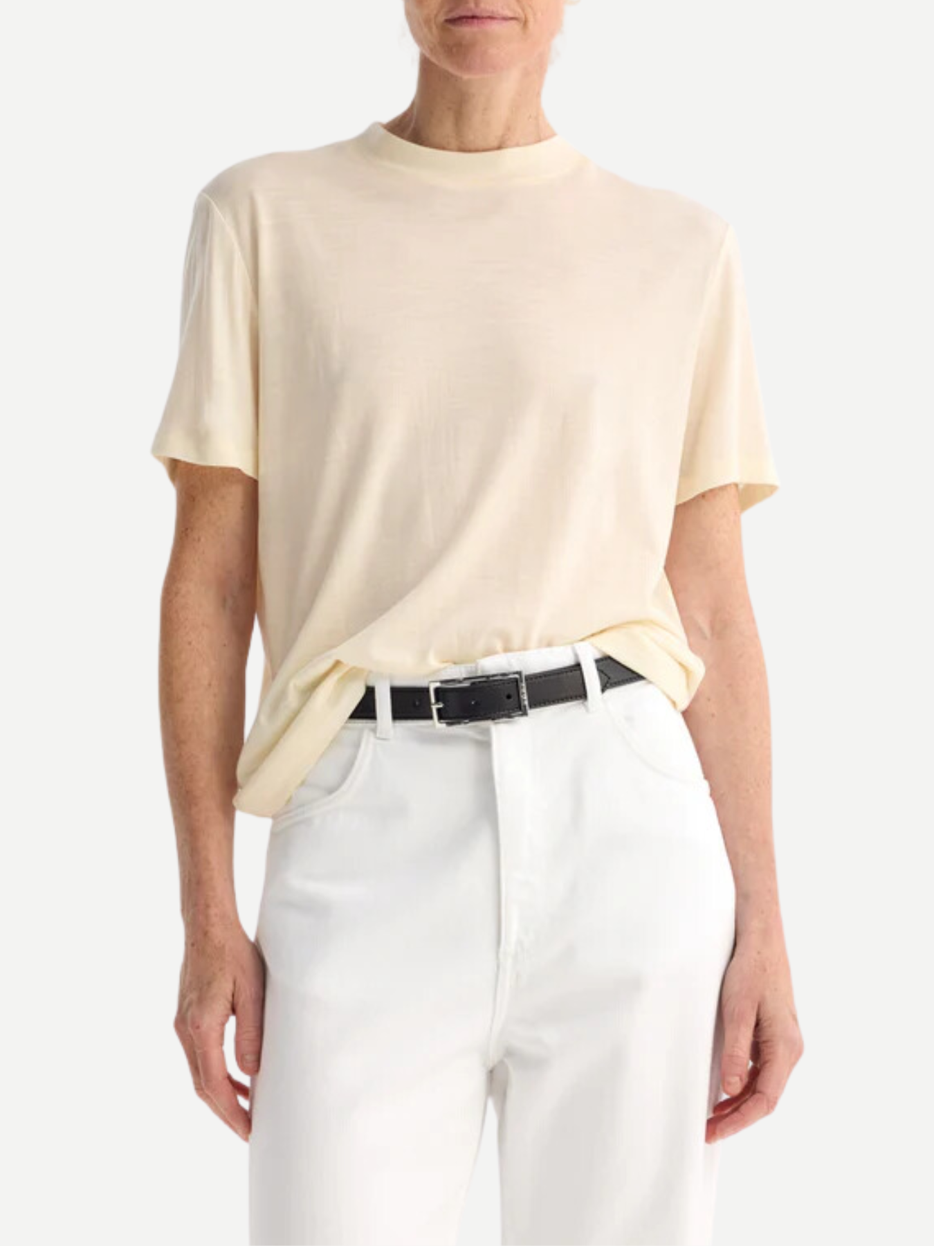 Rohe-Relaxed Wool T-Shirt - Cream-Shirts-Boboli-Vancouver-Canada