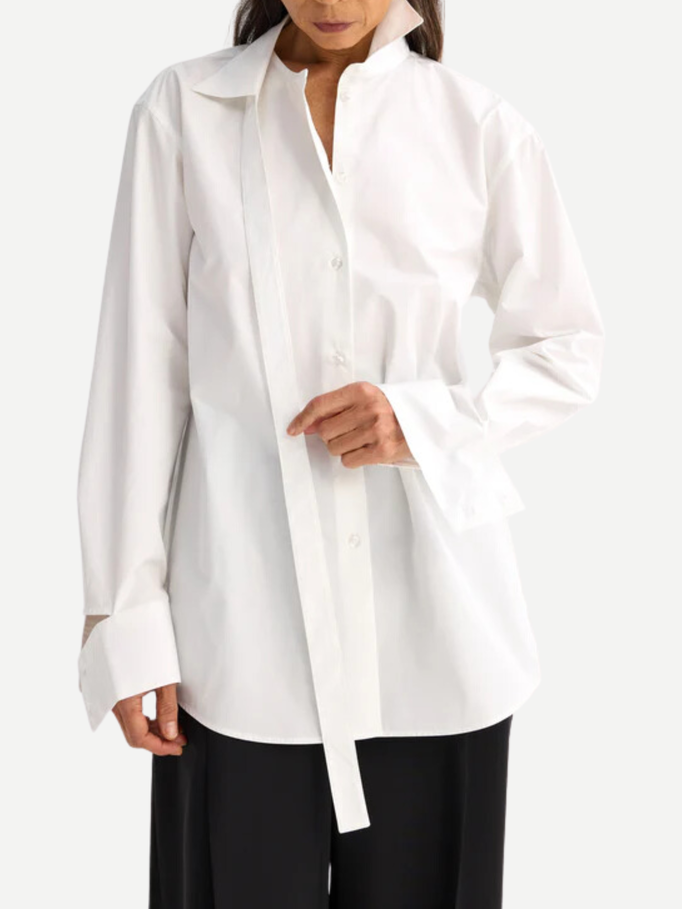 Rohe-Deconstructed White Cotton Shirt - Optic White-Shirts-Boboli-Vancouver-Canada