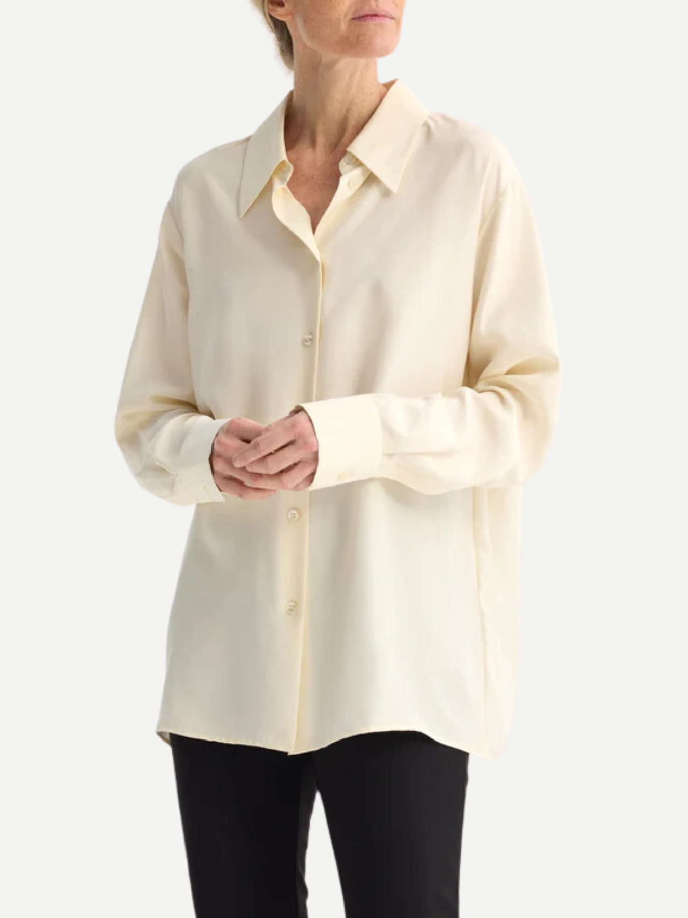 Rohe-Signature Shirt in Washed Silk - Cream-Shirts-Boboli-Vancouver-Canada