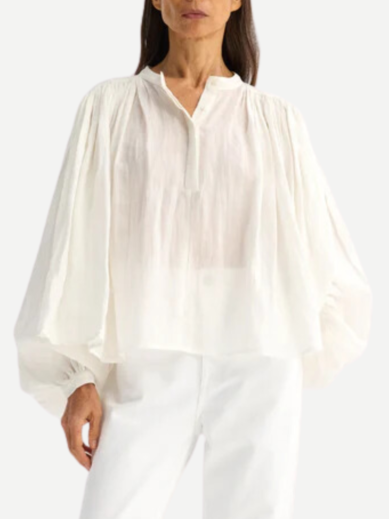 Rohe-Pleated Ramie Top - Optic White-Tops-Boboli-Vancouver-Canada