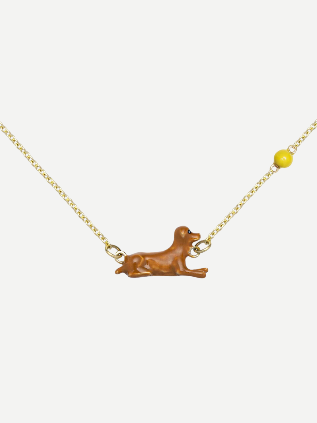 Aliita-Perrito Pelota Enamel Necklace - Caramel Brown/Deep Black-Jewellery-One Size-Boboli-Vancouver-Canada