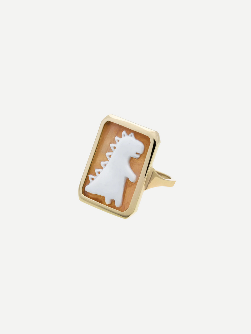 Aliita-Dino Cameo Ring - Yellow Gold/Carnelian Shell-Jewellery-One Size-Boboli-Vancouver-Canada