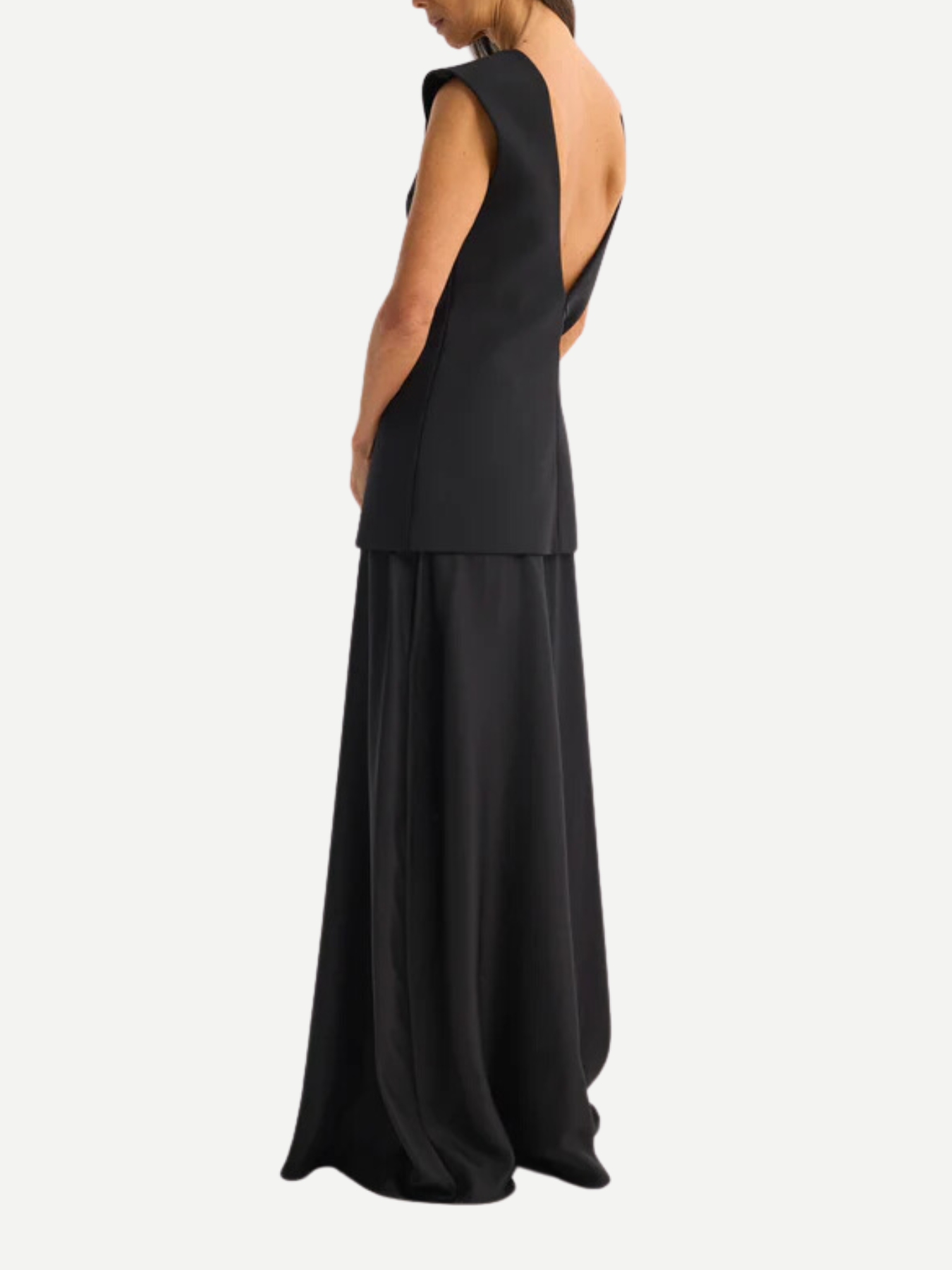 Rohe-Open Back Dress w/Integrated Silk Skirt - Black-Skirts-Boboli-Vancouver-Canada