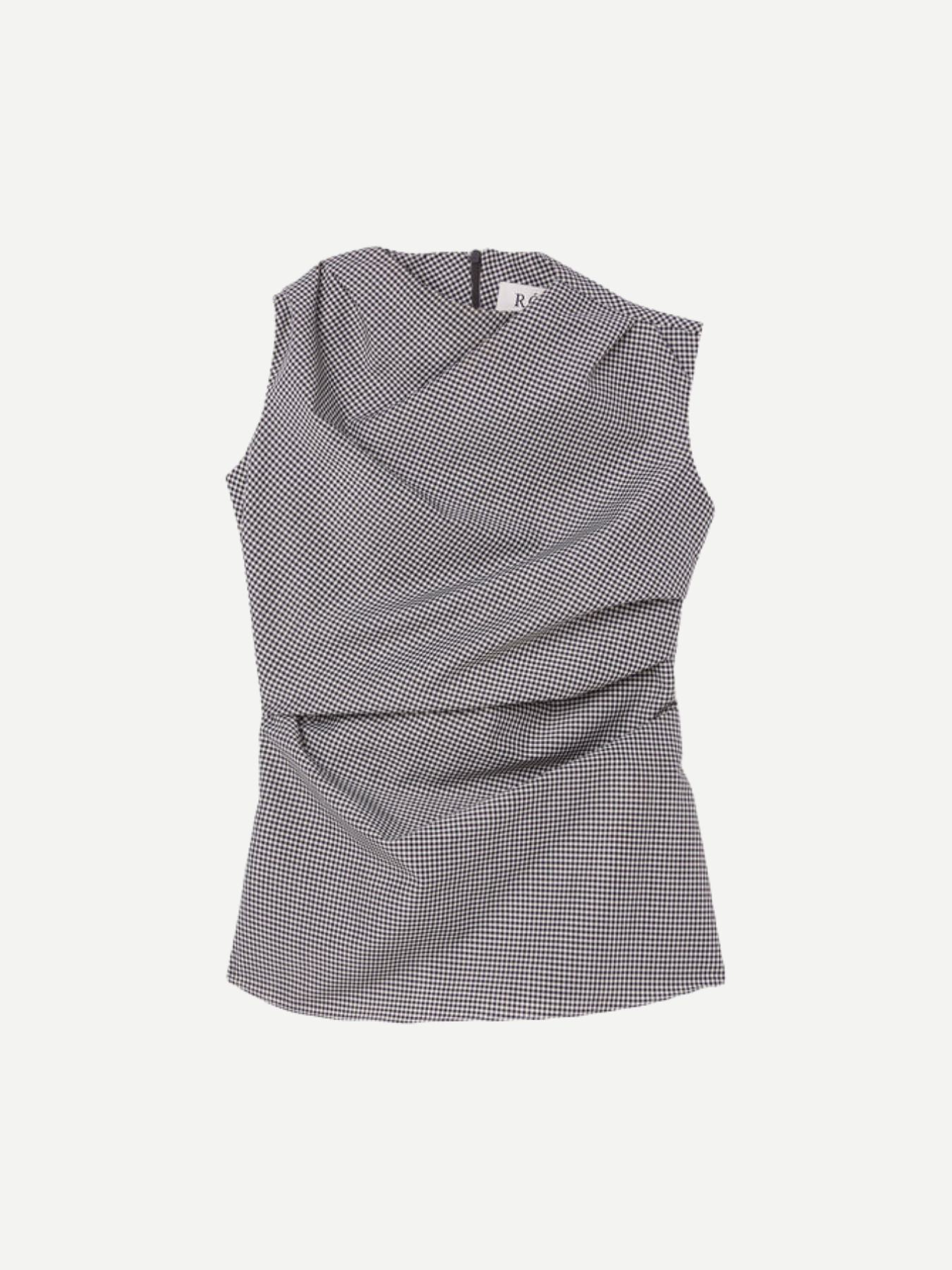 Rohe-Sleeveless Twisted Mini-Check Top - Cream/Black Check-Tops-Boboli-Vancouver-Canada