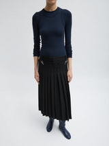 Tibi-Grain De Poudre Pleated Skirt - Black-Skirts-Boboli-Vancouver-Canada