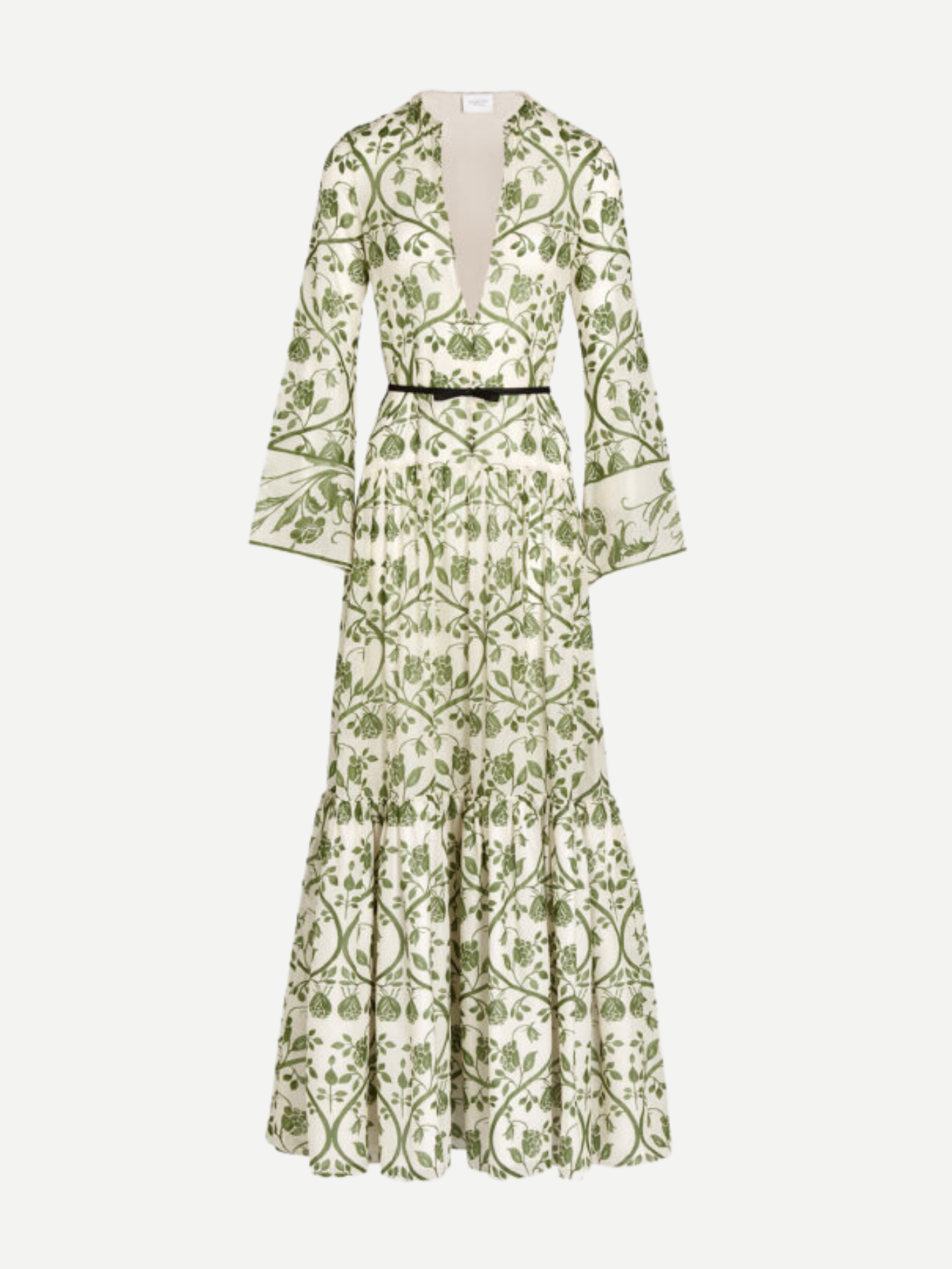 Giambattista Valli-Cotton Voile Kaftan - Ivory/Green-Tops-Boboli-Vancouver-Canada