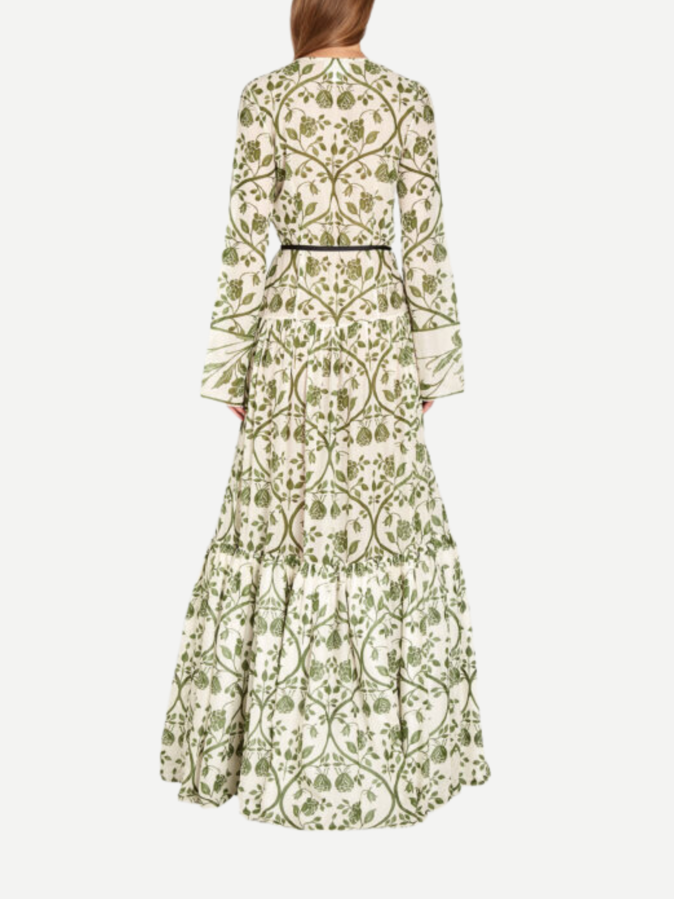 Giambattista Valli-Cotton Voile Kaftan - Ivory/Green-Tops-Boboli-Vancouver-Canada