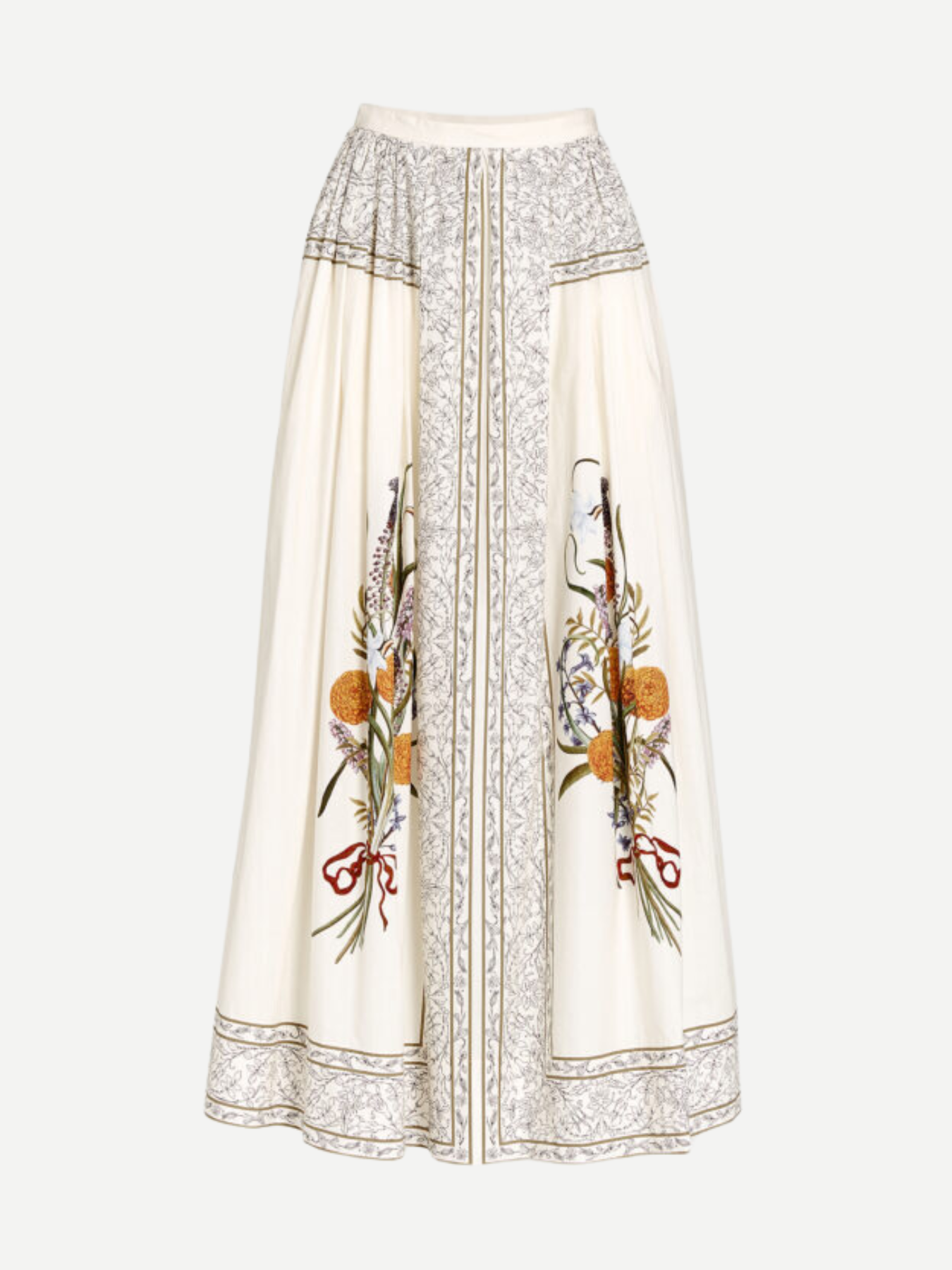 Giambattista Valli-Popline Printed Skirt - Ivory/Multi-Skirts-Boboli-Vancouver-Canada