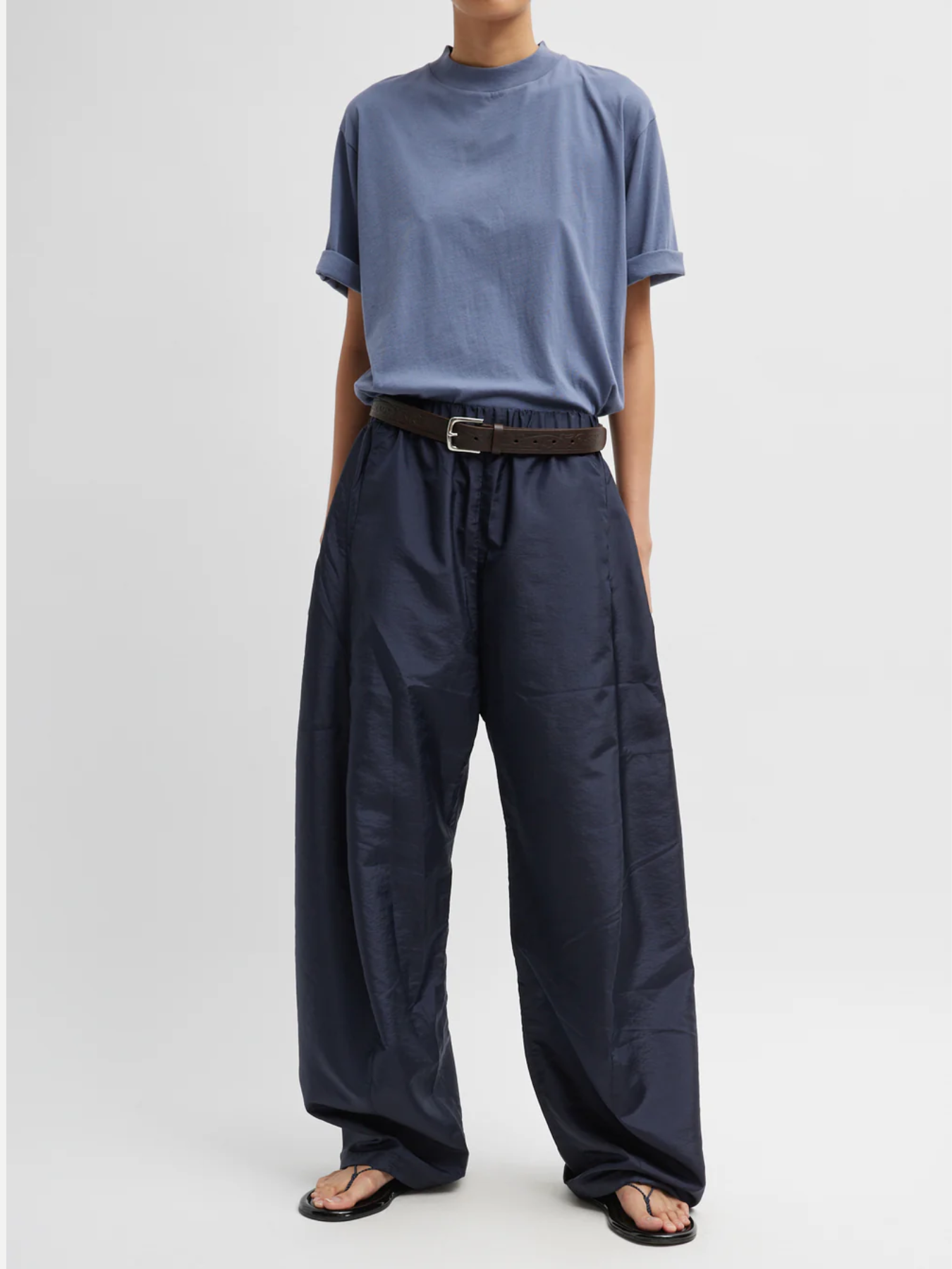 Tibi-Crispy Nylon Winslow Pant - Navy-Pants-Boboli-Vancouver-Canada