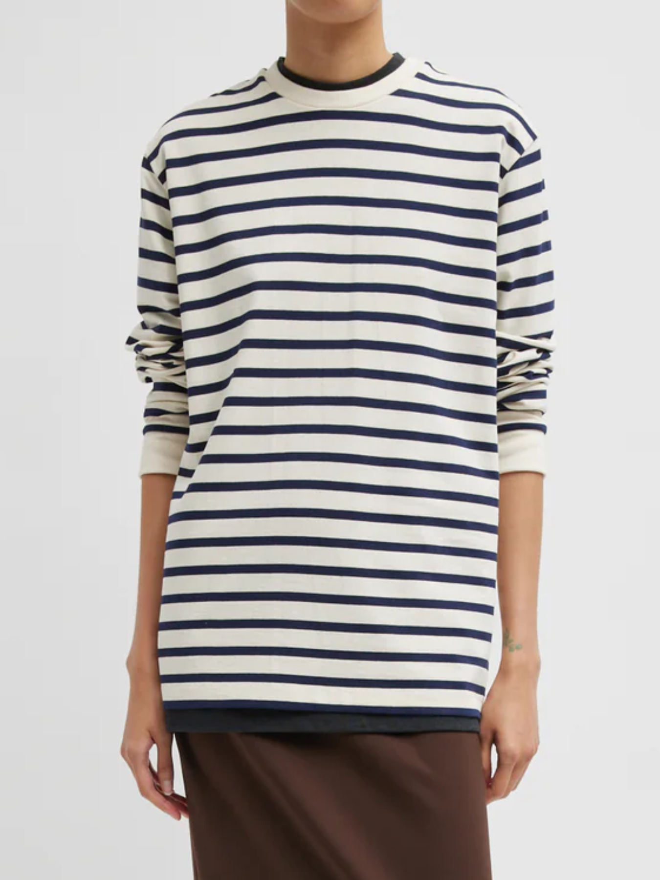 Tibi-Striped Perfect T Crewneck Long - Navy/Multi-Shirts-Boboli-Vancouver-Canada