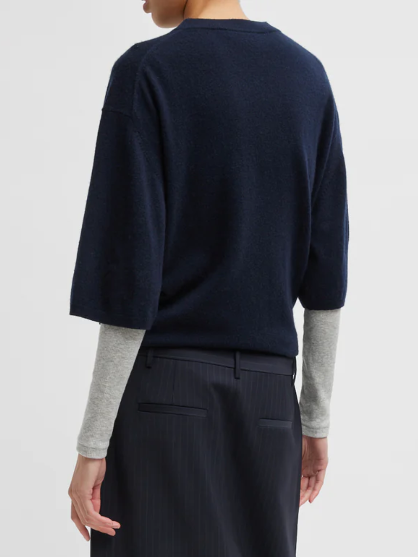 Tibi-Washable Cashmere Oversized Easy T - Navy-Shirts-Boboli-Vancouver-Canada