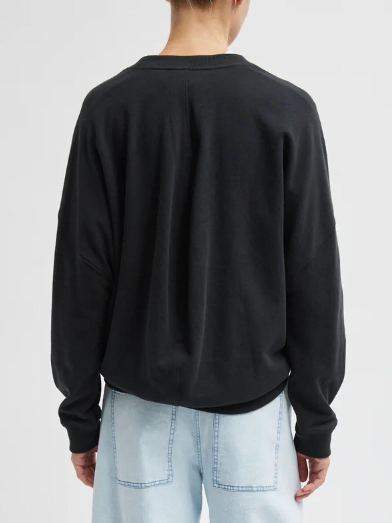 Tibi-Light Weight Sweatshirting Crewneck - Black-Sweaters-Boboli-Vancouver-Canada