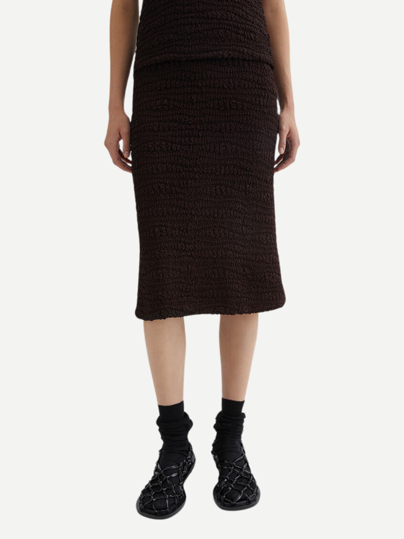 Jil Sander-Skirt w/Embroidery - Chocolate Brown-Skirts-Boboli-Vancouver-Canada